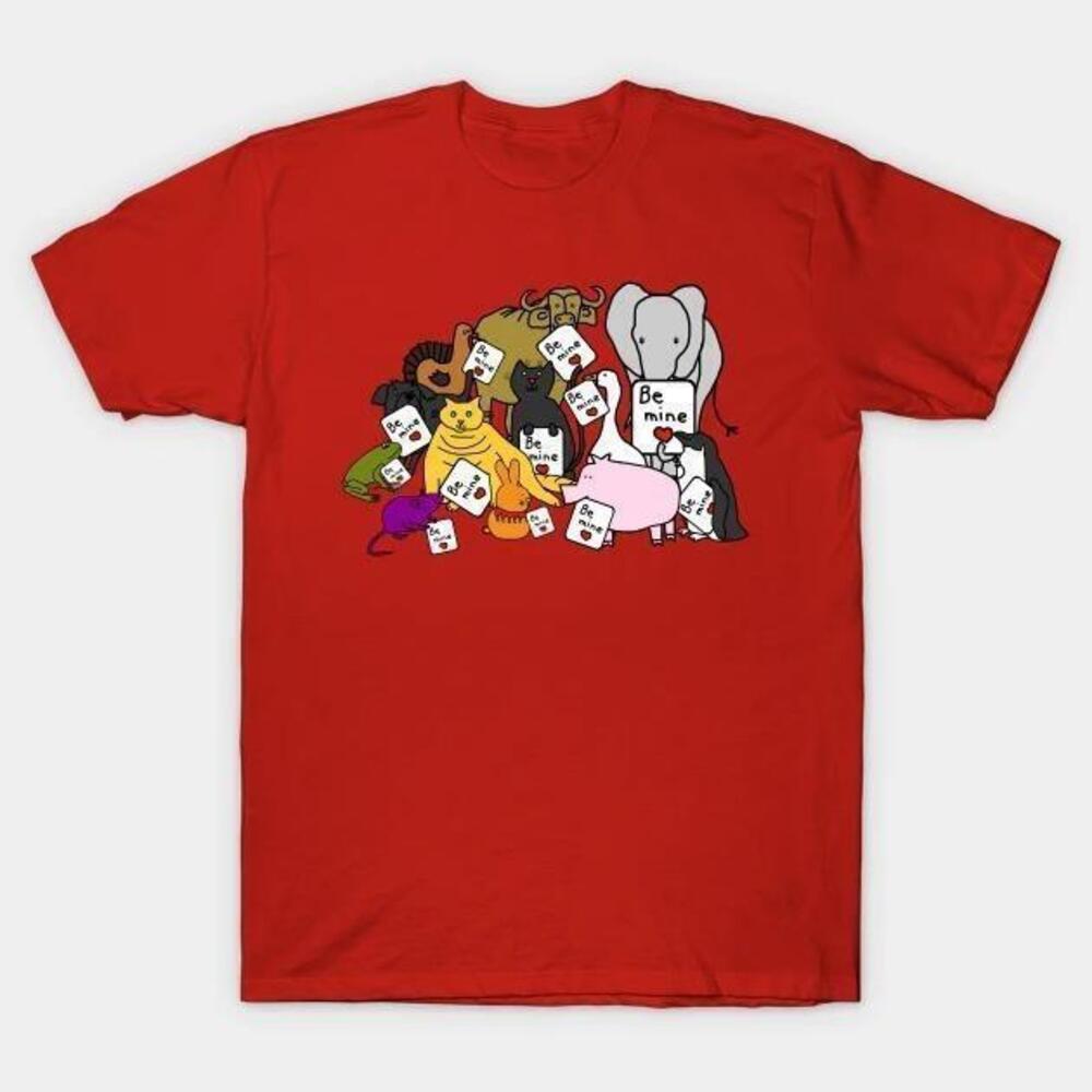 Cute Animals Holding Valentine Cards For Valentines Day Tshirt